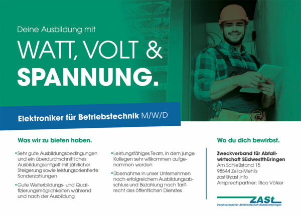 ZASt Ausbildungsangebot: Elektroniker für Betriebstechnik